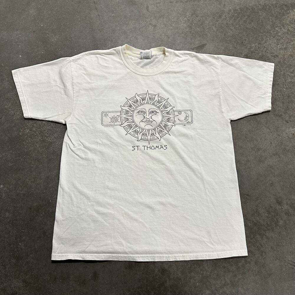 Vintage 1990s Del Sol St. Thomas Celestial Sun Moon Graphic T-Shirt XL